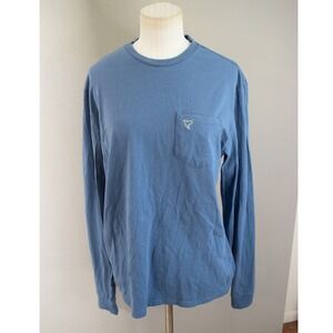 Birddogs Pocket T-Shirt Medium Slate Blue Crew Neck Tee Long Sleeve